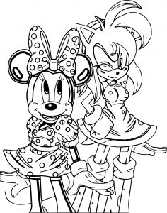Minnie Mouse And Amy Rose Coloring Page