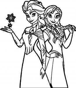Anna Elsa Together Now Coloring Page