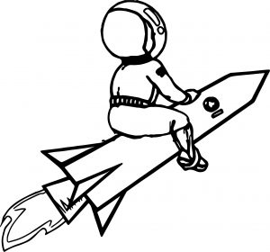 Astronaut On Rocket Coloring Page
