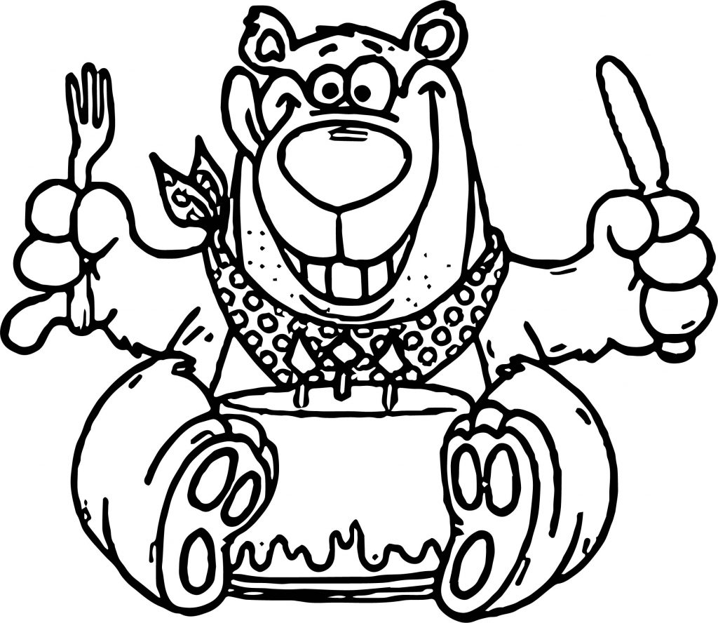 Birthday Bear Cake Coloring Page - Wecoloringpage.com