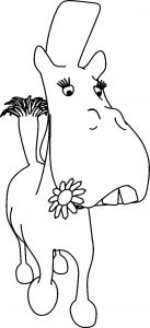 Cute Horse Flower In The Flower Mouth Coloring Page