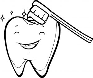 Happy Tooth Brush Dental Coloring Page