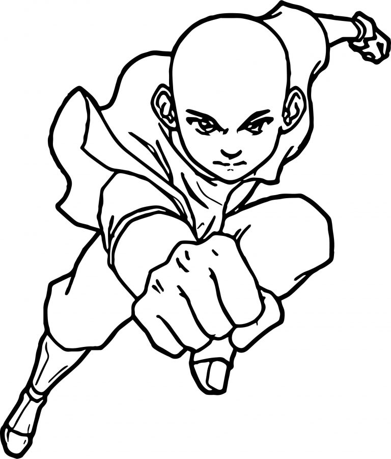 Aang Avatar Punch Coloring Page - Wecoloringpage.com