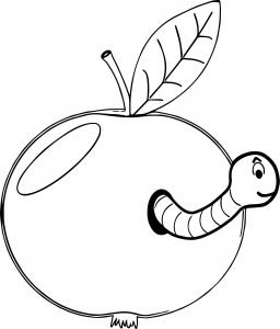 Apple And Worm Coloring Page