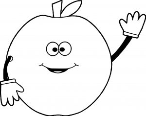 Apple Waving Coloring Page
