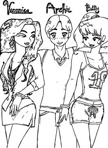 Archie With Betty And Veronica Coloring Page