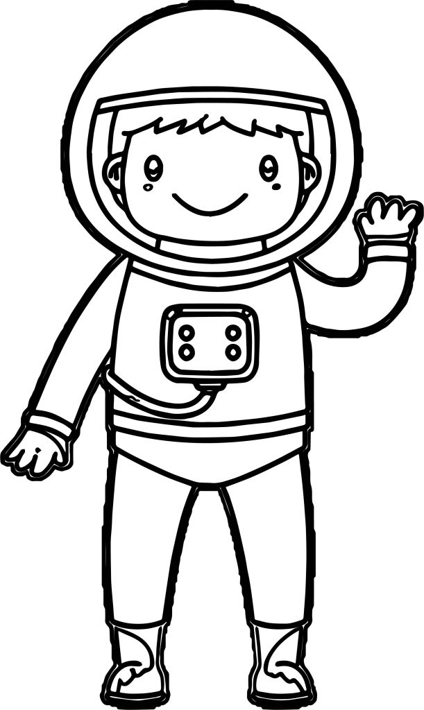 Astronaut Kids Boy Hello Coloring Page - Wecoloringpage.com