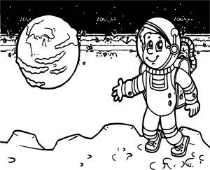 Astronaut Space Moon Coloring Page