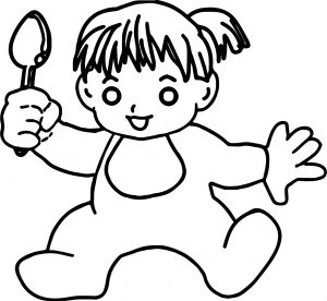 Baby Girl Spoon Coloring Page