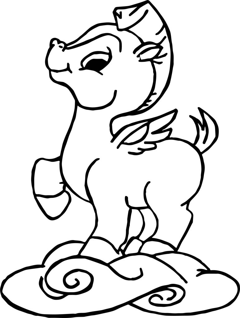 Baby Hercules and Baby Pegasus On Cloud Coloring Pages - Wecoloringpage.com