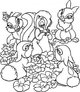 Bambi Flower Bunnies Coloring Pages