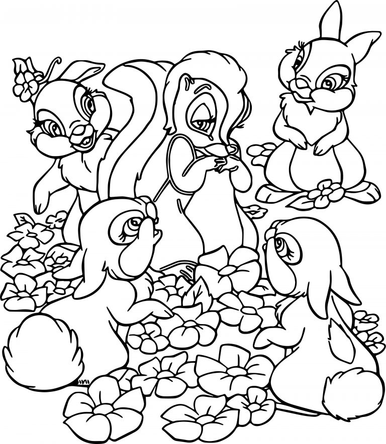 Bambi Flower Bunnies Coloring Pages - Wecoloringpage.com