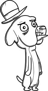Cartoon Fancy Walking Dog With Elegant Hat Coloring Page