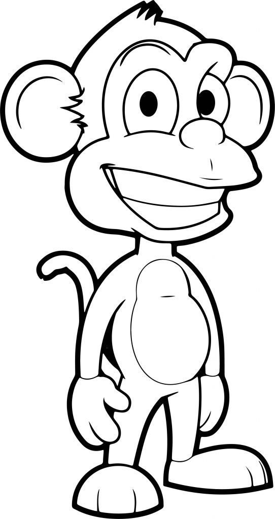 Cartoon Monkey Free Coloring Page - Wecoloringpage.com