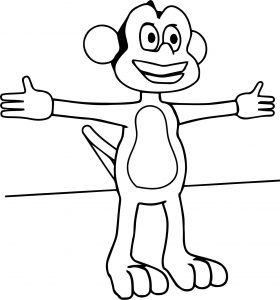 Cartoon Monkey Opened Hand Coloring Page