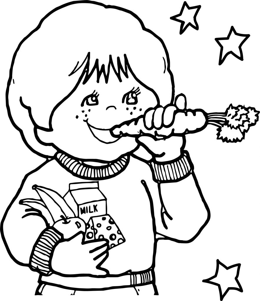 Children Eating Healthy Coloring Page - Wecoloringpage.com