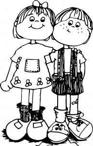 Children Hug Coloring Page