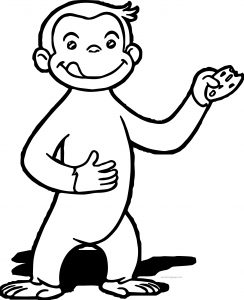 Curious George Eating Cookie Coloring Page