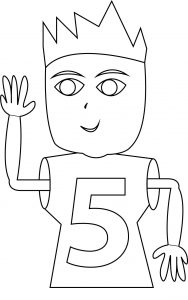 Cute Children Five Number Coloring Page
