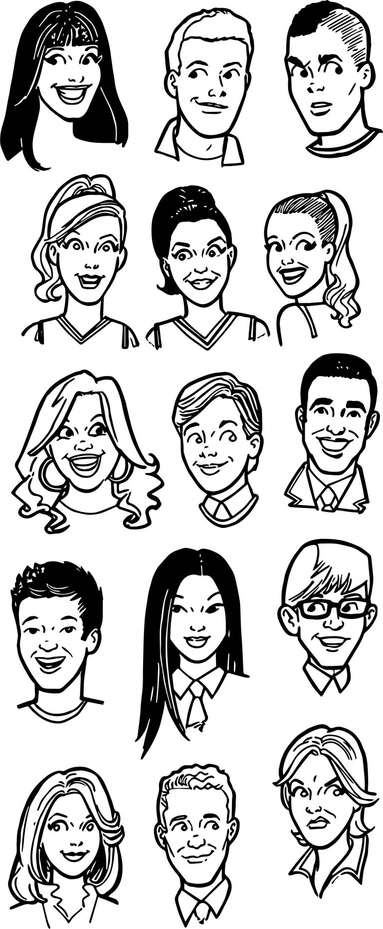 Glee Archie Faces Coloring Page - Wecoloringpage.com