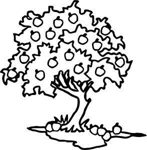 Happy Apple Tree Coloring Page