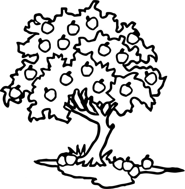 Happy Apple Tree Coloring Page - Wecoloringpage.com