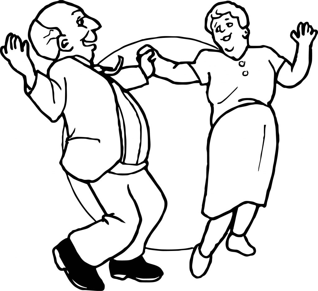 Old Couple Dancing Coloring Page - Wecoloringpage.com