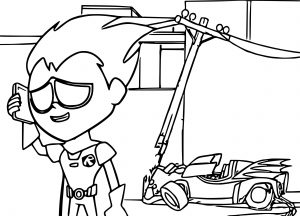 Robin From Teen Titans Go On The Road Talking Telephone Coloring Page