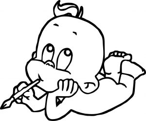 Thinking Baby Boy Coloring Page