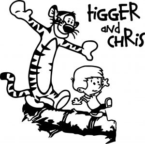 Tigger And Chris Walking On Tree Coloring Page