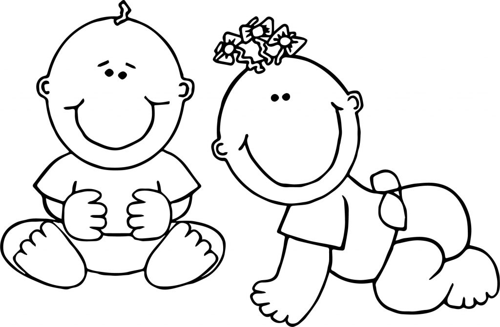 Two Baby Boy Coloring Page | Wecoloringpage.com