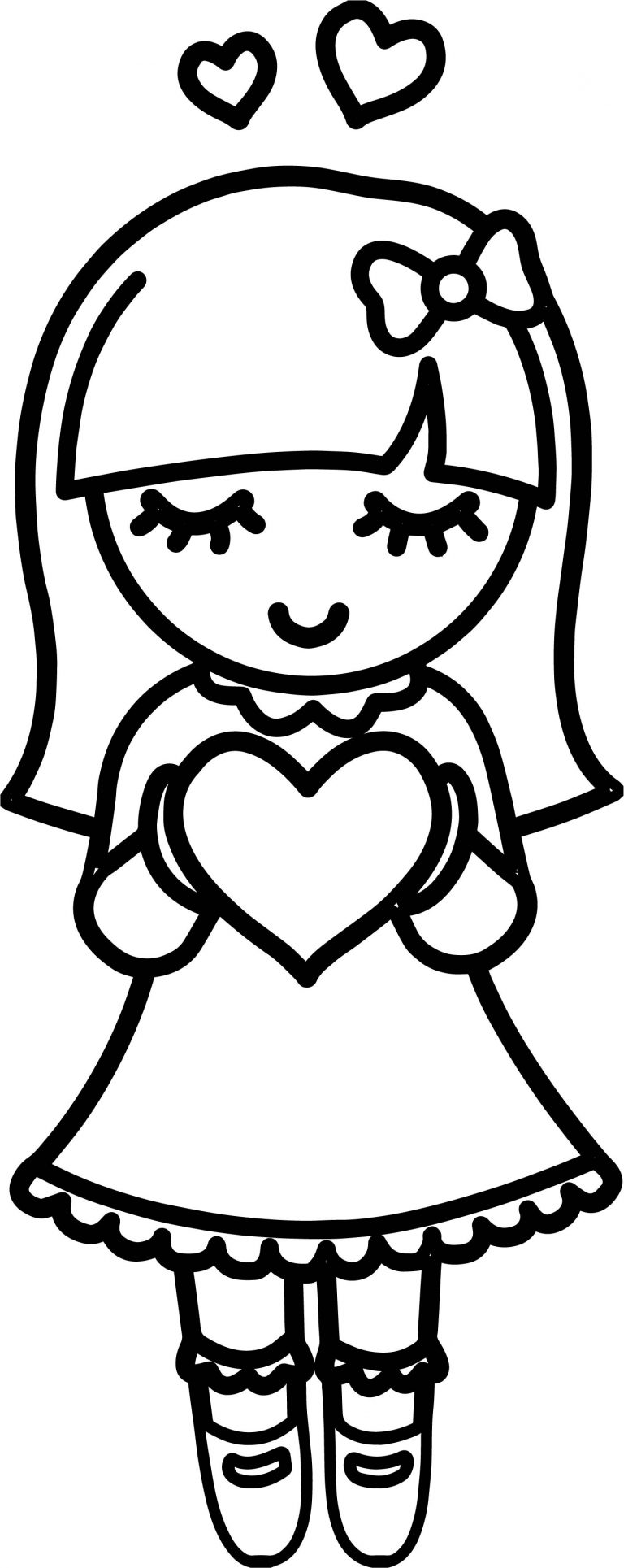 Valentine Girl Hearts Coloring Page - Wecoloringpage.com