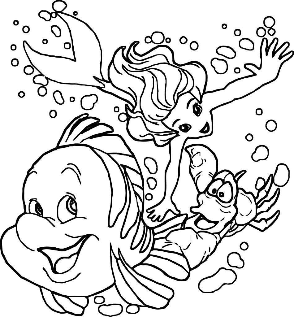 Ariel Mermaid Under Sea Funny Coloring Page - Wecoloringpage.com