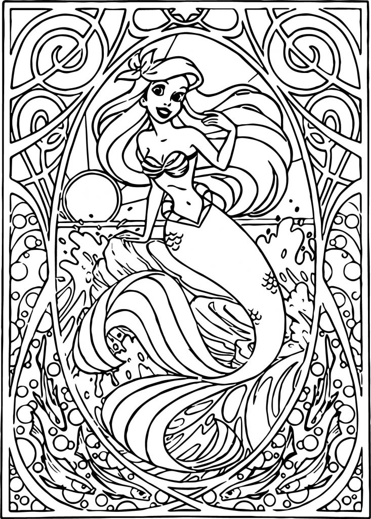 Ariel Mermaid Wall Picture Coloring Page - Wecoloringpage.com