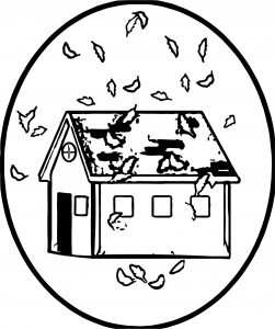 Autumn Leaves Falling On A House During The Fall Season Coloring Page
