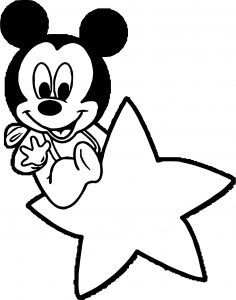 Baby Mickey On Star Coloring Page