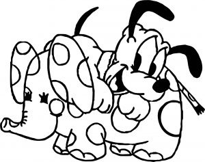 Baby Pluto And Elephant Toy Coloring Page