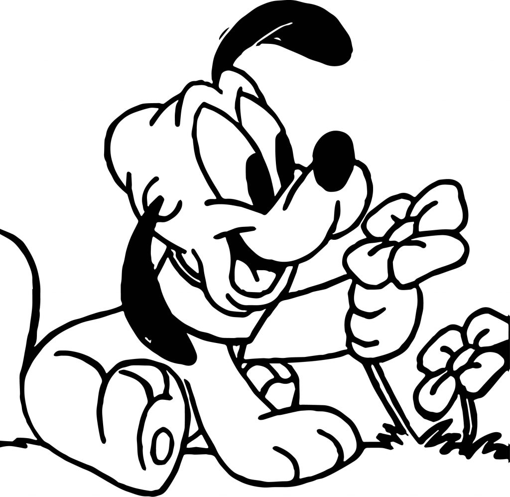Baby Pluto Smell Flower Coloring Page | Wecoloringpage.com