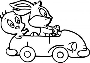 Baby Tweety Baby Bugs Bunny Driving Toy Car Coloring Page