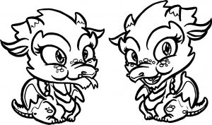 Baby Two Dragon Coloring Page