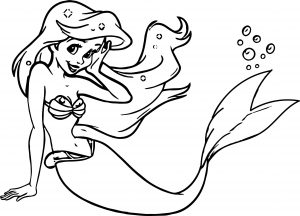 Beautiful Cute Free Download Ariel Mermaid Coloring Page