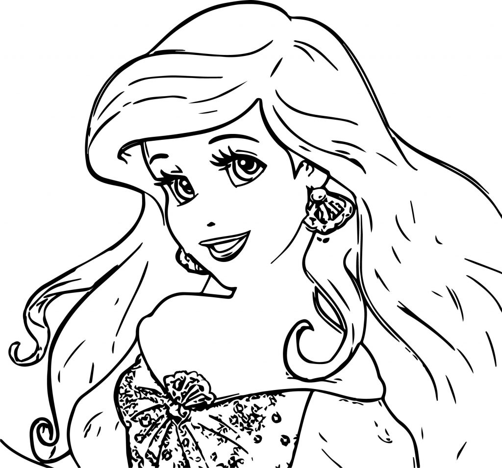 Big Face Ariel Mermaid Coloring Page | Wecoloringpage.com