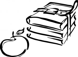Books & Apple Two Coloring Page