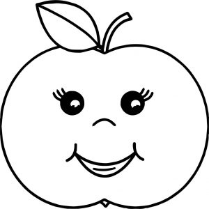 Cartoon Girl Apple Coloring Page