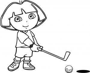 Dora Golf Training Play Coloring Page