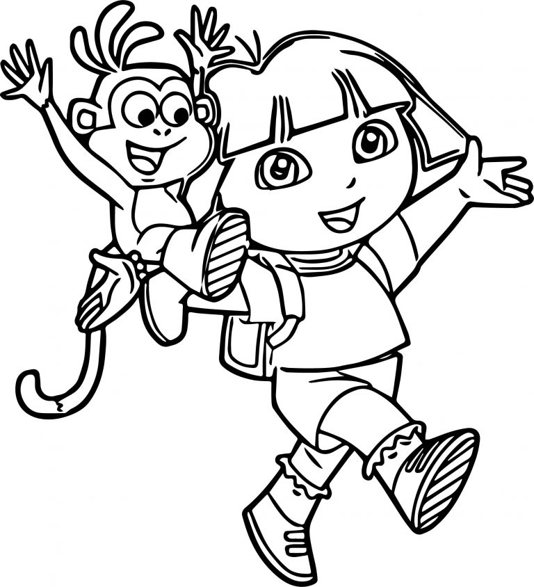 Dora The Explorer Cartoon Walking Coloring Page - Wecoloringpage.com