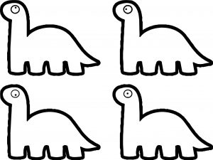 Four Dino Icons Hi Dinasour Coloring Page