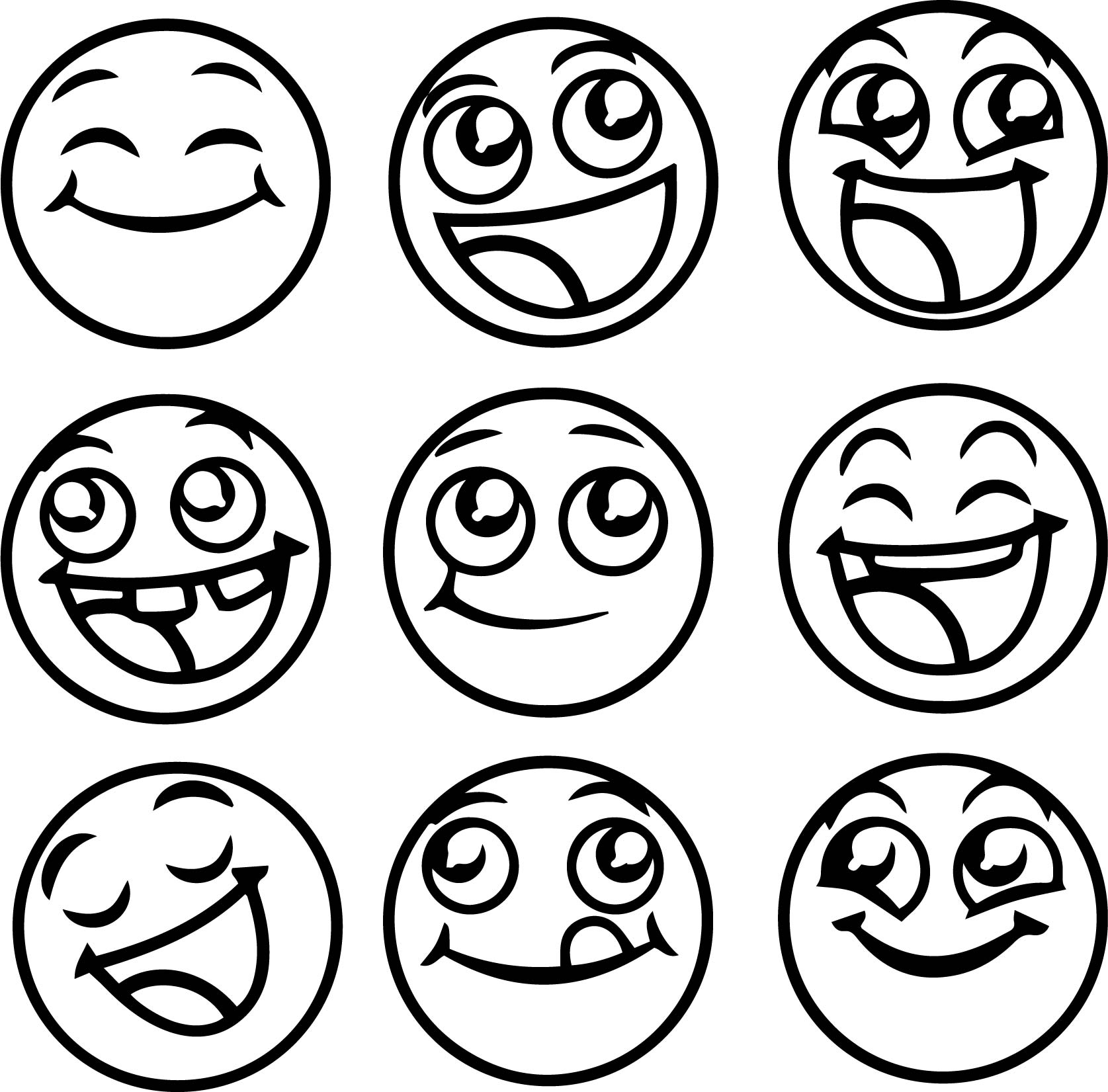 Happy Emoticons All Coloring Page – Wecoloringpage.com