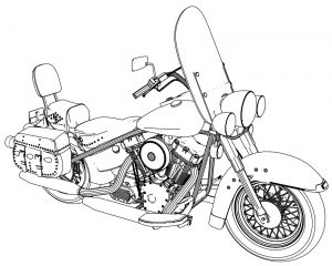 Harley Fatboy Motorcycle Coloring Page