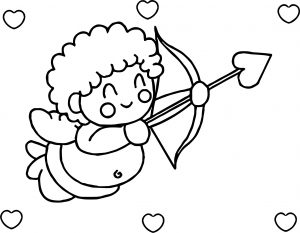 Hearts Happy Cupido Coloring Page